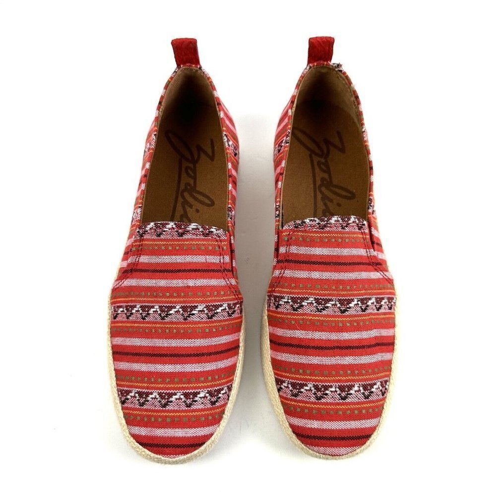 Zodiac Roma Shoes 7.5 Red Aztec Southwest Boho Slip On Flats Womens‎ Brand New